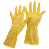 Перчатки резиновые желтые особопрочные 60гр. с хлопк.напылением размер L (12пар/упак) (144пары/кор) Китай